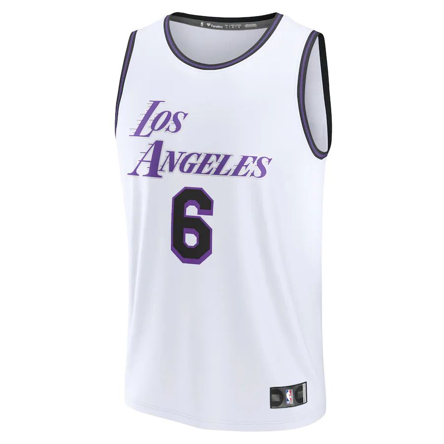 Men Los Angeles Lakers 6 LeBron James Fanatics Branded White City Edition 2022-23 Fastbreak NBA Jersey